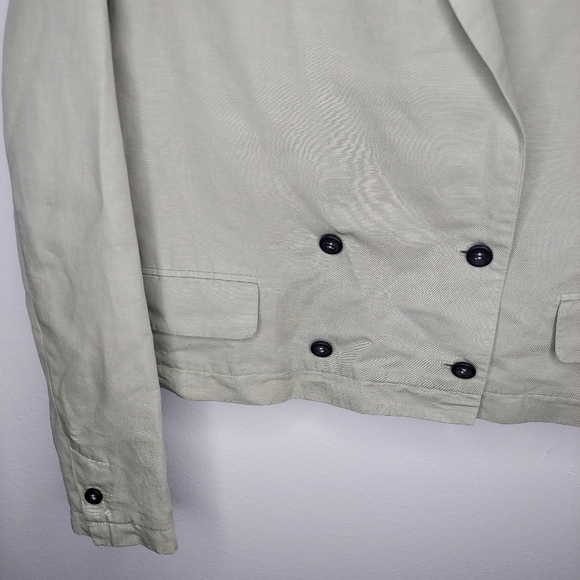 Hannes Roether Blazer Jacket Green Double-Breasted Button VNeck Collar Medium - Picture 3 of 7